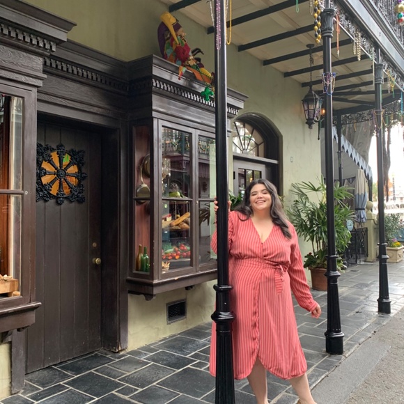 Time and Tru Dresses & Skirts - Time and Tru Pink Striped Wrap Dress Size XXL